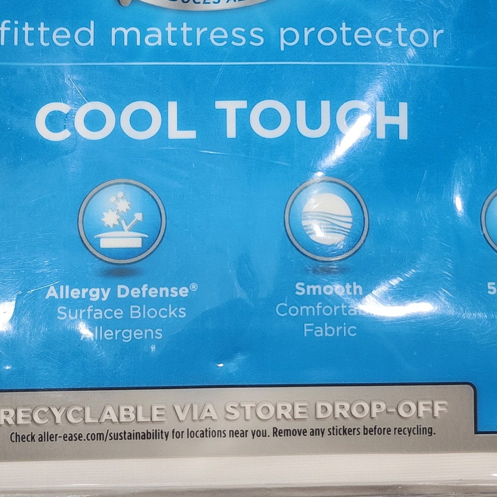 Allerease CleanBoost Cool Touch Full Fitted Mattress Protector Waterproof White - Picture 8 of 11